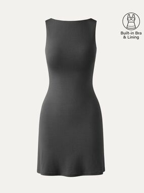 NWT! OGL Cooling Open Back Bandless Bra Mini Active Dress Charcoal